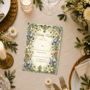 Cartão RSVP Romance Botânica Art Nouveau Etérea Casamento