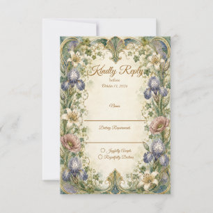 Cartão RSVP Romance Botânica Art Nouveau Etérea Casamento