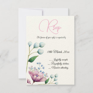 Cartão RSVP Romance Botânico Suave De Casamento Floral Elegant