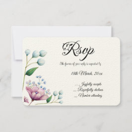 Cartão RSVP Romance Botânico Suave De Casamento Floral Elegant