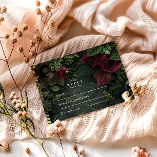 Cartão RSVP Romance de Casamento do Jardim Gótico