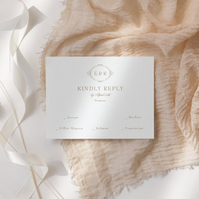 Cartão RSVP Romantic Baroque Ornate Frame Wedding (Criador carregado)