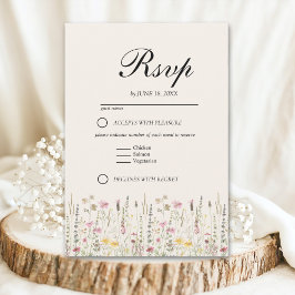 Cartão RSVP Romantic Boho Wedding with Wildflowers