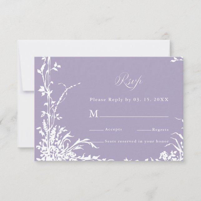 Cartão RSVP Romantic Botanical Garden Lavender Wedding (Frente)