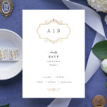 Cartão RSVP romantic classic traditional gold monogram wedding<br><div class="desc">This design is part of a collection - please contact us if you need any additional stationery
*not real foil</div>