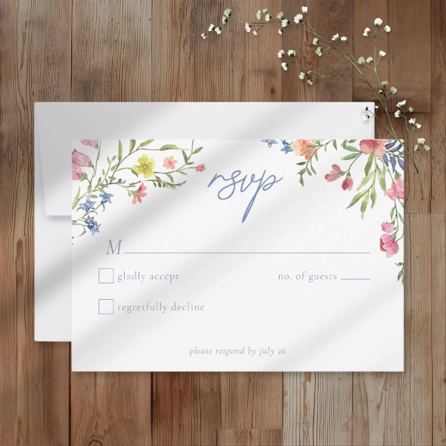 Cartão RSVP Romantic Spring Wildflower Garden Wedding (Criador carregado)