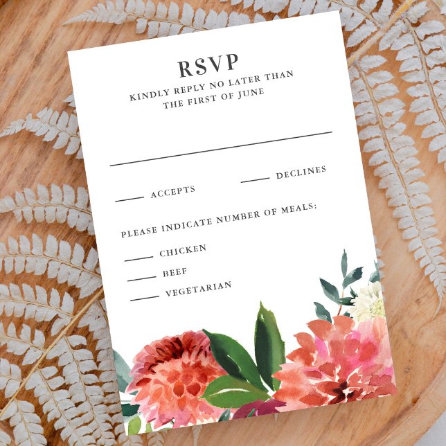 Cartão RSVP Romantic Watercolor Bouquet Wedding Reply (Criador carregado)