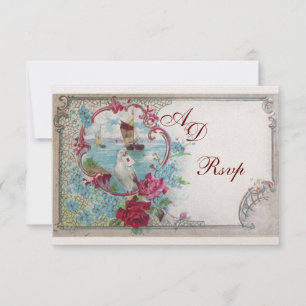 Cartão RSVP ROMANTICA WEDDING MONOGRAM RSVP,Ouro cor-de-rosa v