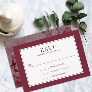 Cartão RSVP Romântico de Casamento Romântico Elega
