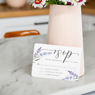 Cartão RSVP Romântico floral de lavanda em aquarela