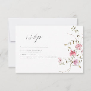Cartão RSVP Romântico floral suave noivado aquarela rosa bege