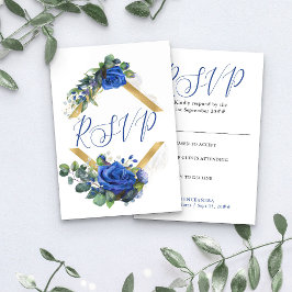 Cartão RSVP Rosa azul e Eucalyptus Elegante Quinceanera