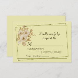 Cartão RSVP Rosa - Casamento Amarelo Celestial