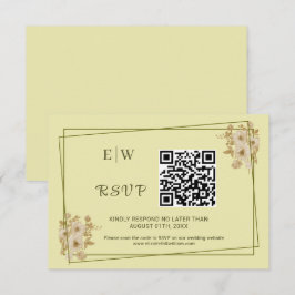 Cartão RSVP Rosa - Casamento Amarelo Celestial Monograma