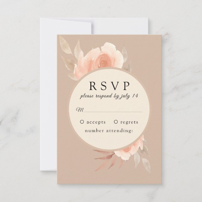 Cartão RSVP Rosa cor-de-rosa num quadro Casamento Botânico RSV (Frente)