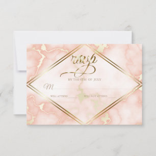 Cartão RSVP Rosa de Casamento e Caligrafia do Ornamentado Marb