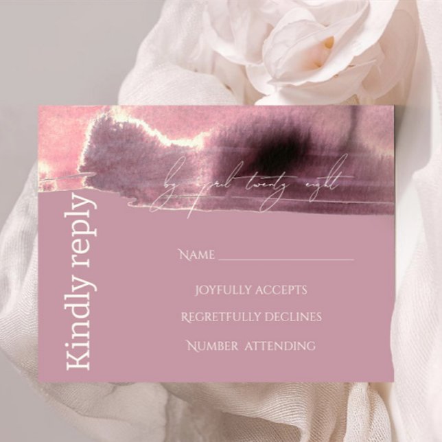 Cartão RSVP Rosa de Mauve Dusty moderno e simples (Criador carregado)