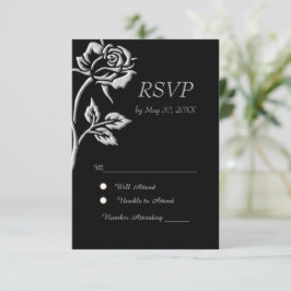 Cartão RSVP Rosa de prata simples
