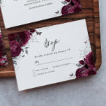 Cartão RSVP Rosa de Vestido Silver Burgundy Sparkle<br><div class="desc">Placa RSVP de Rosa de Vestido Silver Burgundy Sparkle Ver coleção correspondente em Niche e Nest Store</div>