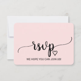 Cartão RSVP Rosa Desmaiado Simples Caligrafia Site de Casament
