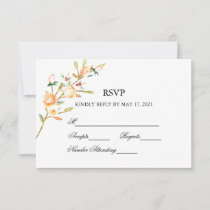 Cartão RSVP Rosa e Berry Watercolor Stems Wedding