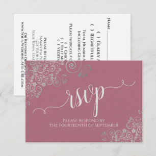 Cartão RSVP Rosa Empoeirado Caligrafia Elegante Enfeite de Cas