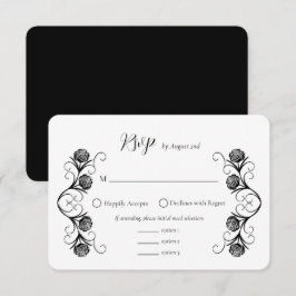 Cartão RSVP Rosa gótica moderna suga casamento preto e branco