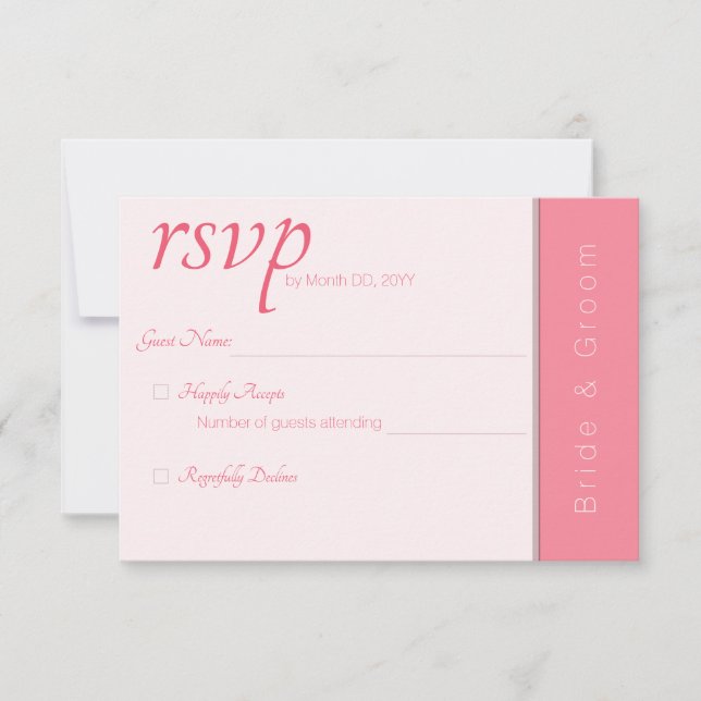 Cartão RSVP Rosa Pink Forever Começa Casamento Moderno Elegant (Frente)
