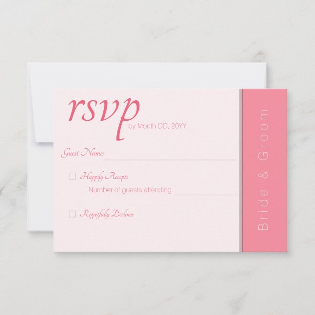 Cartão RSVP Rosa Pink Forever Começa Casamento Simples Elegant (Frente)