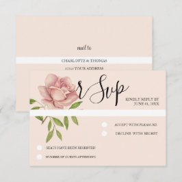 Cartão RSVP Rosa pintado à mão com de aquarela artística rosa
