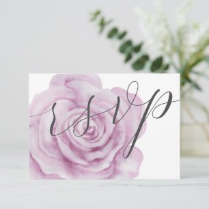 Cartão RSVP Rosa Rosa Rosa Floral, Rosa Watercolor Casamento R