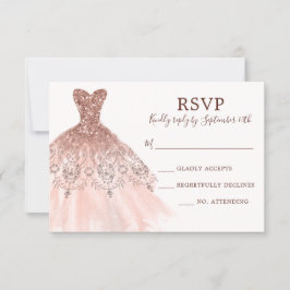 Cartão RSVP Rosa Rosa Rosa Rosa Rosa Dourada, Brilhante, Espal