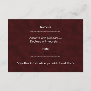 Cartão RSVP Rosa vermelha. Com preto e vermelho profundo.