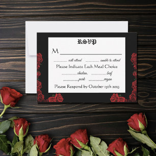Cartão RSVP Rosa vermelha Preto