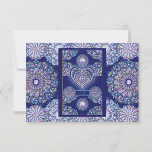 Cartão RSVP Rosace Azul