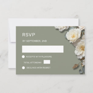 Cartão RSVP Rosas Brancas Flores 3D