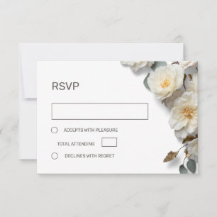 Cartão RSVP Rosas Brancas Flores 3D