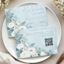 Cartão RSVP Rosas Brancas Hellebores Eucalipto Prateado Casame