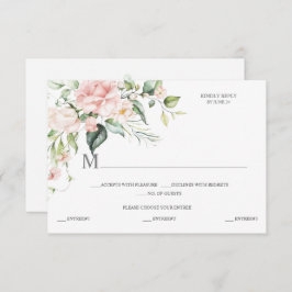 Cartão RSVP Rosas Cor-de-Água Rosa Eucalyptus Botânico