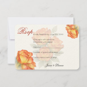 Cartão RSVP Rosas de Aquarela Elegantes Pastel Pétalas