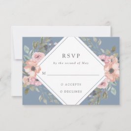 Cartão RSVP Rosas de aquarela sutil | Casamento de Dusty Blue
