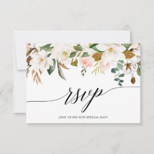 Cartão RSVP Rosas de Caligrafia