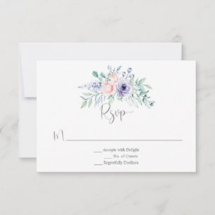 Cartão RSVP Rosas de cor d'água rosa e roxo