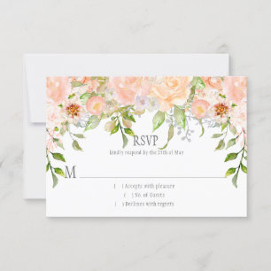 Cartão RSVP Rosas de Pêssego de Aquarela  Sobreposição de p
