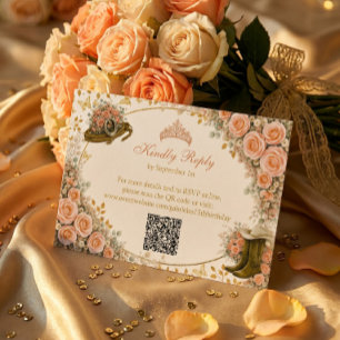 Cartão RSVP Rosas de Pêssego Ocidental Dourado do País Quincea