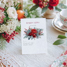 Cartão RSVP Rosas em Aquarela Burgundy e Blush