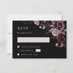 Cartão RSVP Rosas em Aquarela Românticas Escuras e Mal-humorad