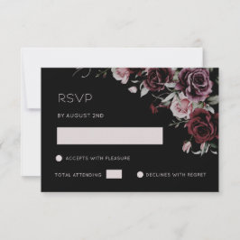 Cartão RSVP Rosas em Aquarela Românticas Sombrias e Escuras