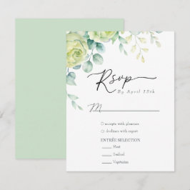 Cartão RSVP Rosas Eucalyptus | Boho Greenery Casamento Elegant