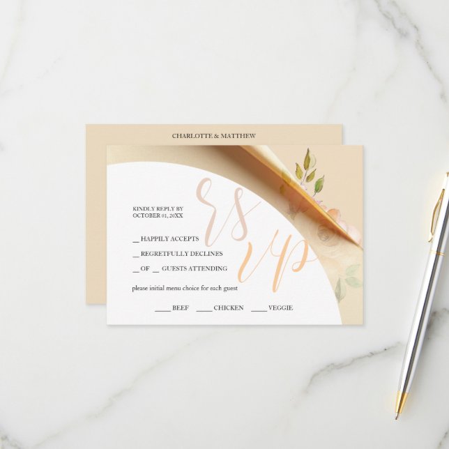 Cartão RSVP Rosas Florais Blush Boho Orçamento de Aquarela (Frente/Verso In Situ)